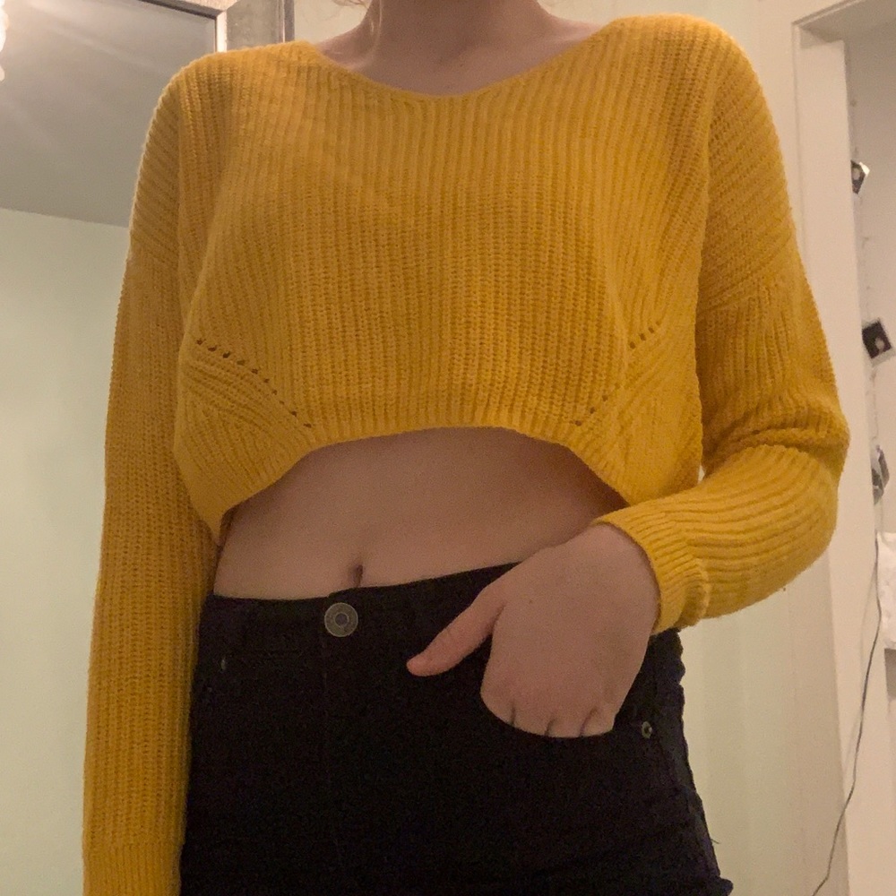 Yellow Cropped Sweater